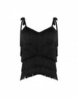 Little Black Fringe Top by Michael Chen