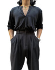 Loose Fit V Neck Shirt by LOAD