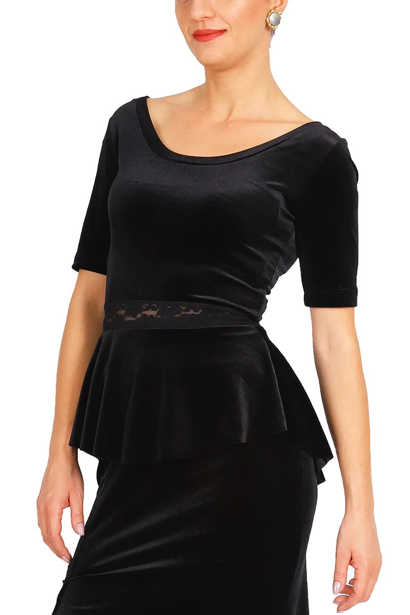Peplum Top with 3/4 Jersey Sleeves