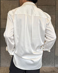 White Pinstripe Satin Shirt