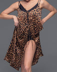 Leopard Satin Wrap Dress