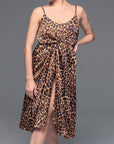 Leopard Satin Wrap Dress