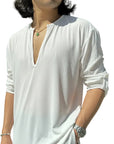 Loose Fit V Neck Shirt by LOAD