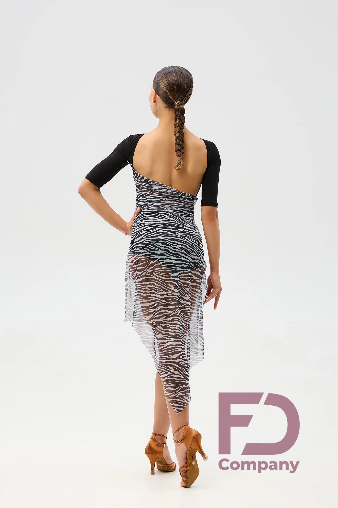 1362-1 Black and Zebra Latin Dress