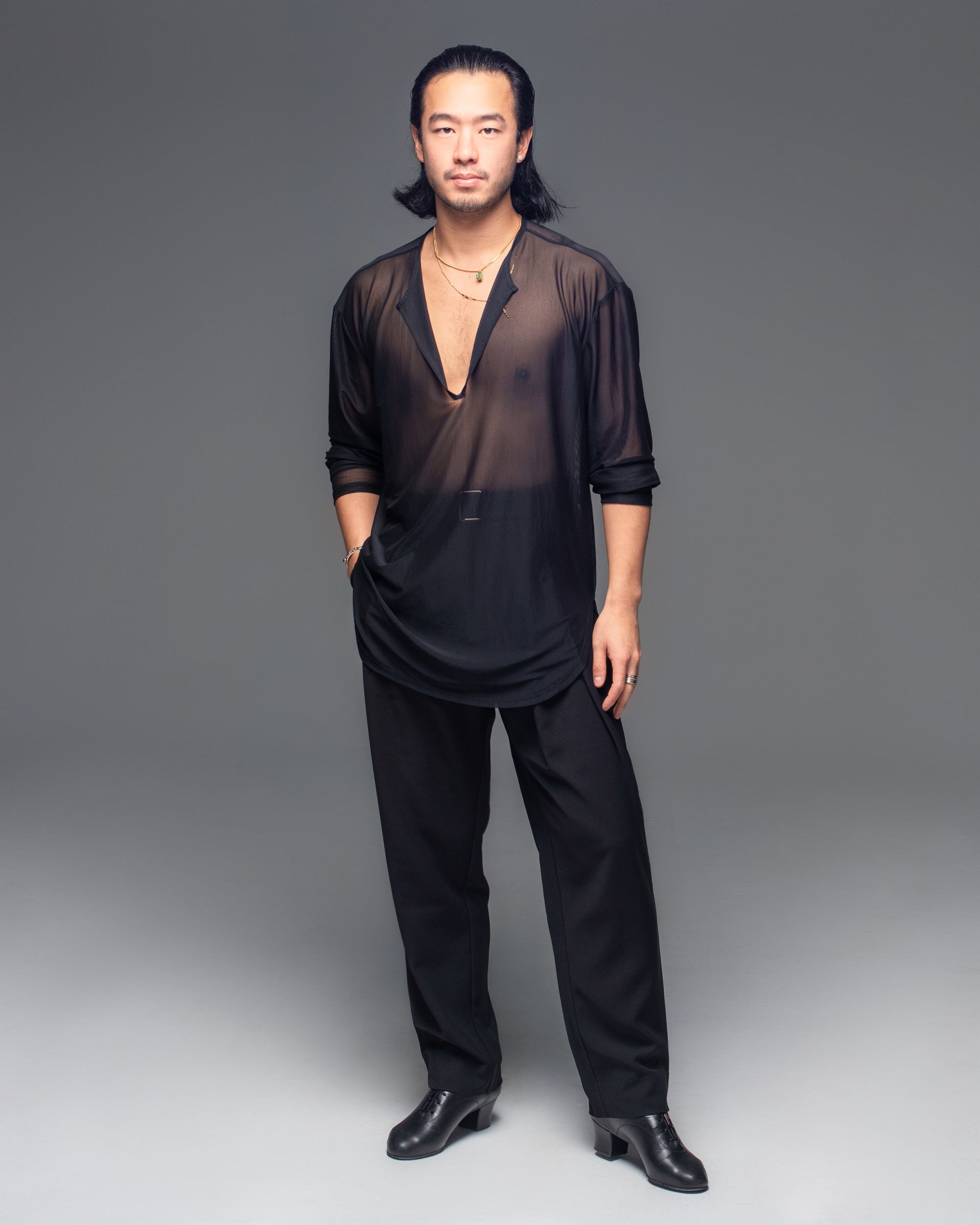 Net Loose Fit V Shirt