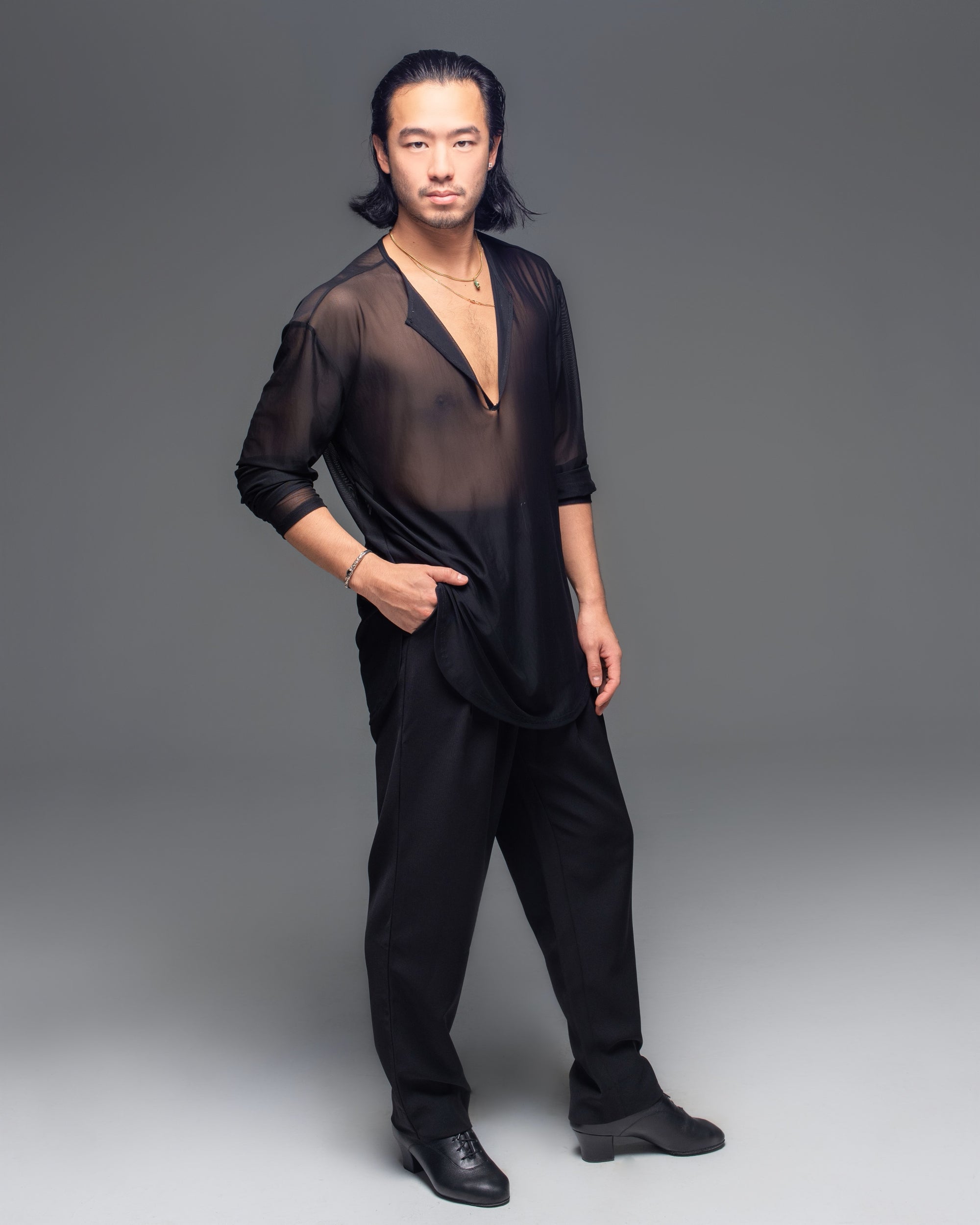 Net Loose Fit V Shirt