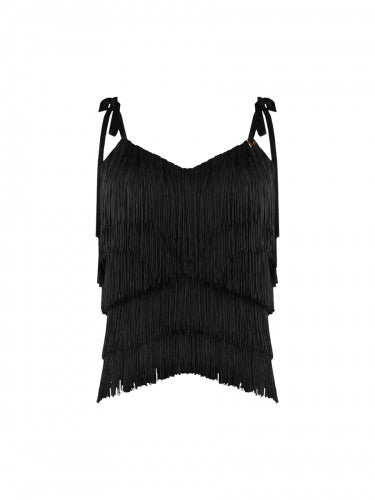 Little Black Fringe Top by Michael Chen