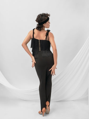 Little Black Fringe Top by Michael Chen