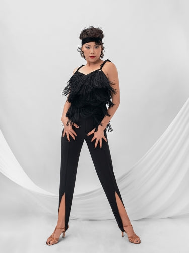 Little Black Fringe Top by Michael Chen