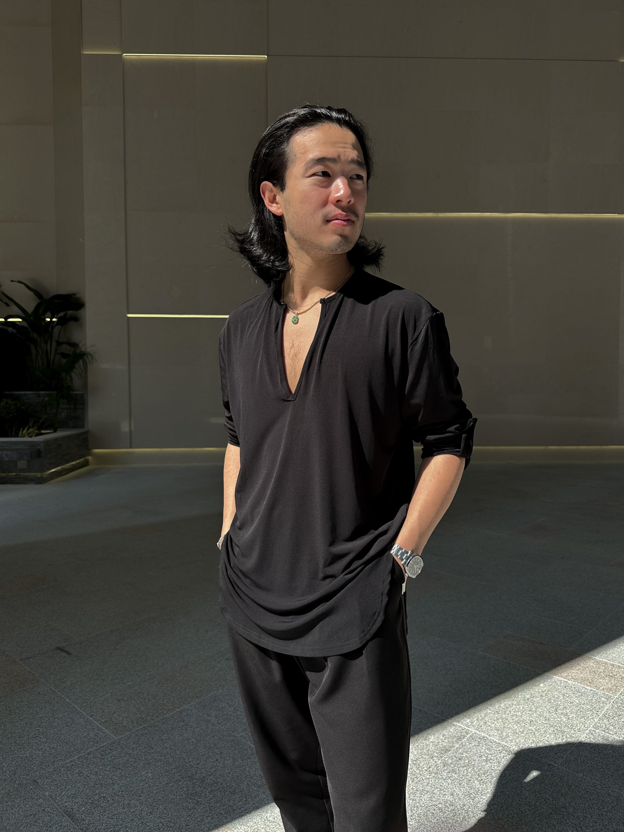 Loose Fit V Neck Shirt