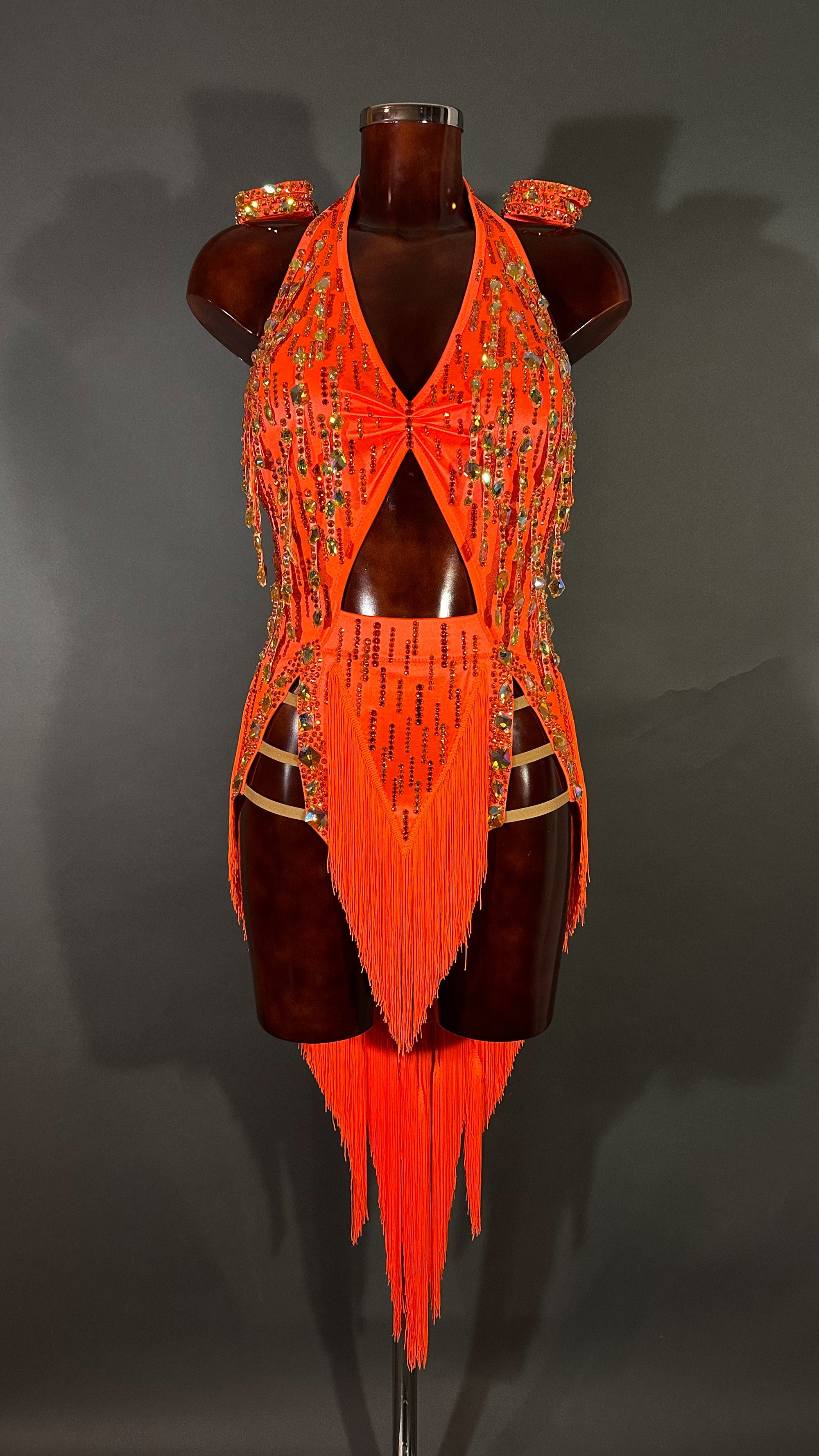 Orange Latin Competition Dress with Open Hips by LOAD by Design