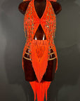 Orange Latin Competition Dress with Open Hips by LOAD by Design