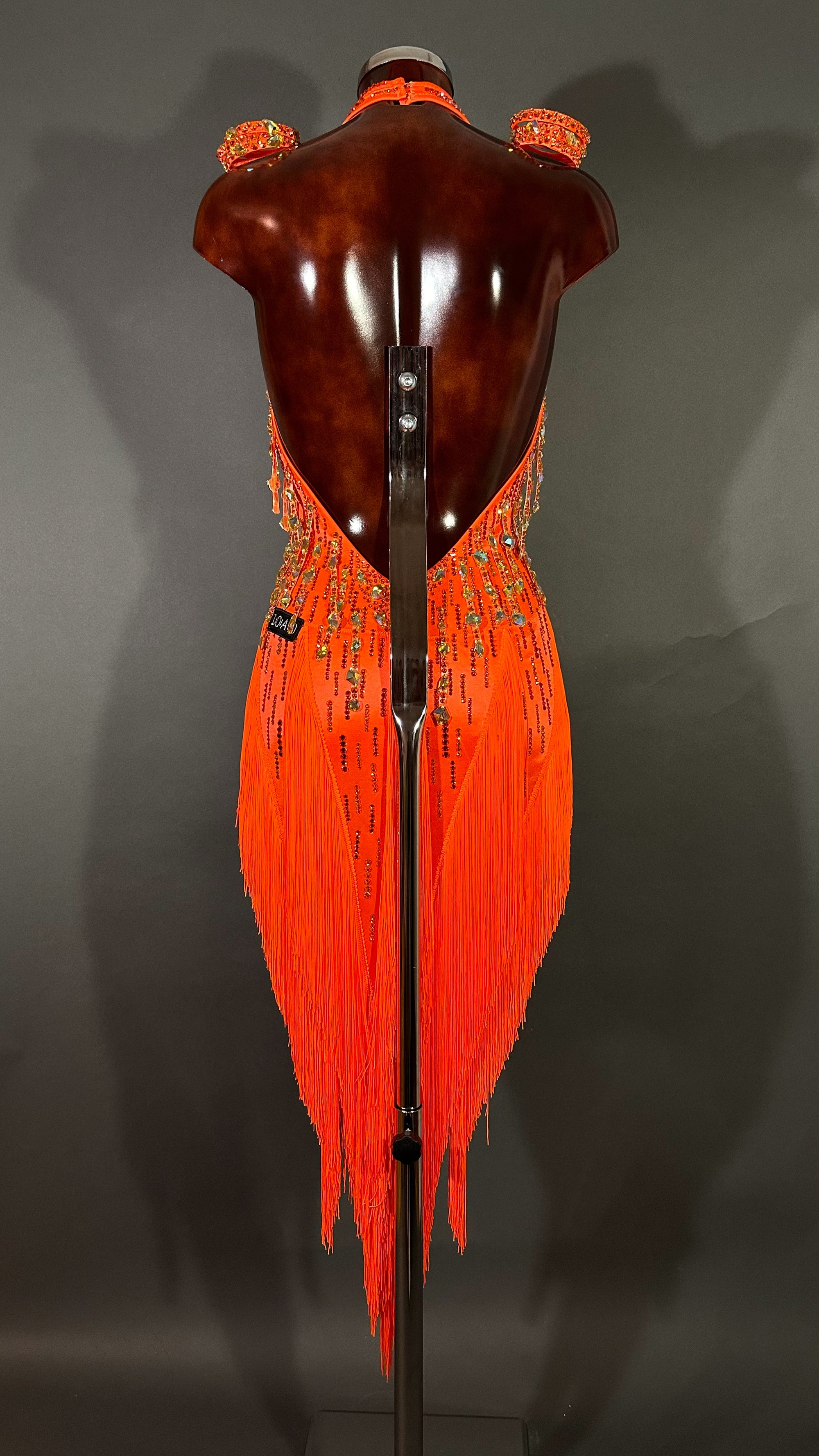 Orange Latin Competition Dress with Open Hips by LOAD by Design