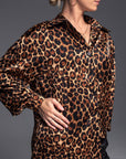 Leopard Satin Dress Shirt