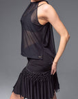 Drawstring Skirt with Knotted Fringe