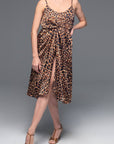 Leopard Satin Wrap Dress